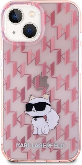Mbështjellës Karl Lagerfeld Monogram Choupette për iPhone 15, Rozë
