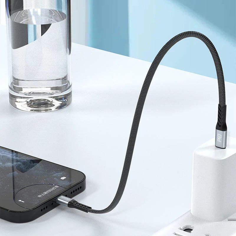 Kabllo Dudao L10P, USB-C në Lightning, 0.23m, PD 20W, e zezë