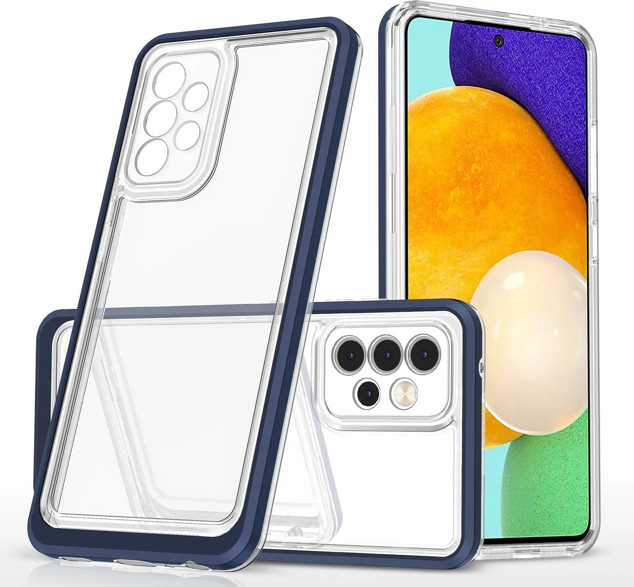 Mbështjellës Hurtel Hybrid Armor Clear 3 in 1 për Samsung Galaxy A73, Blu/Transparent
