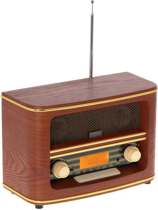 Radio retro Adler AD1187 me Bluetooth, USB, FM, ngjyrë dru