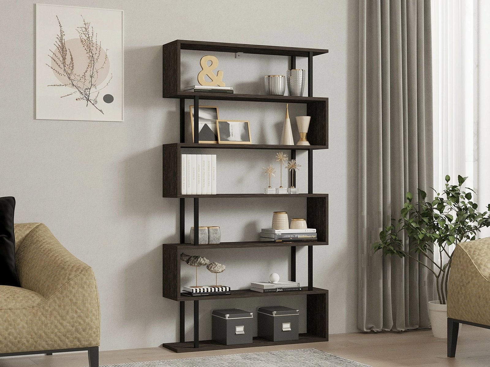 Raft librash Hanah Home, Hector, ngjyrë antracit