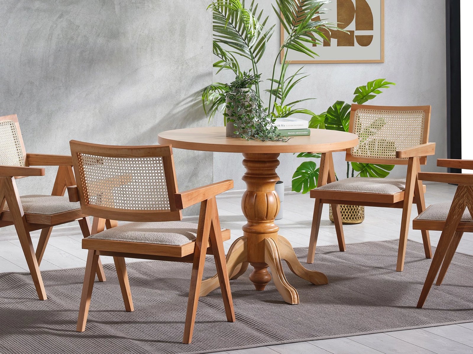 Tavolinë me karrige (4 copë), Skye Decor, Roma, ngjyrë natyrale