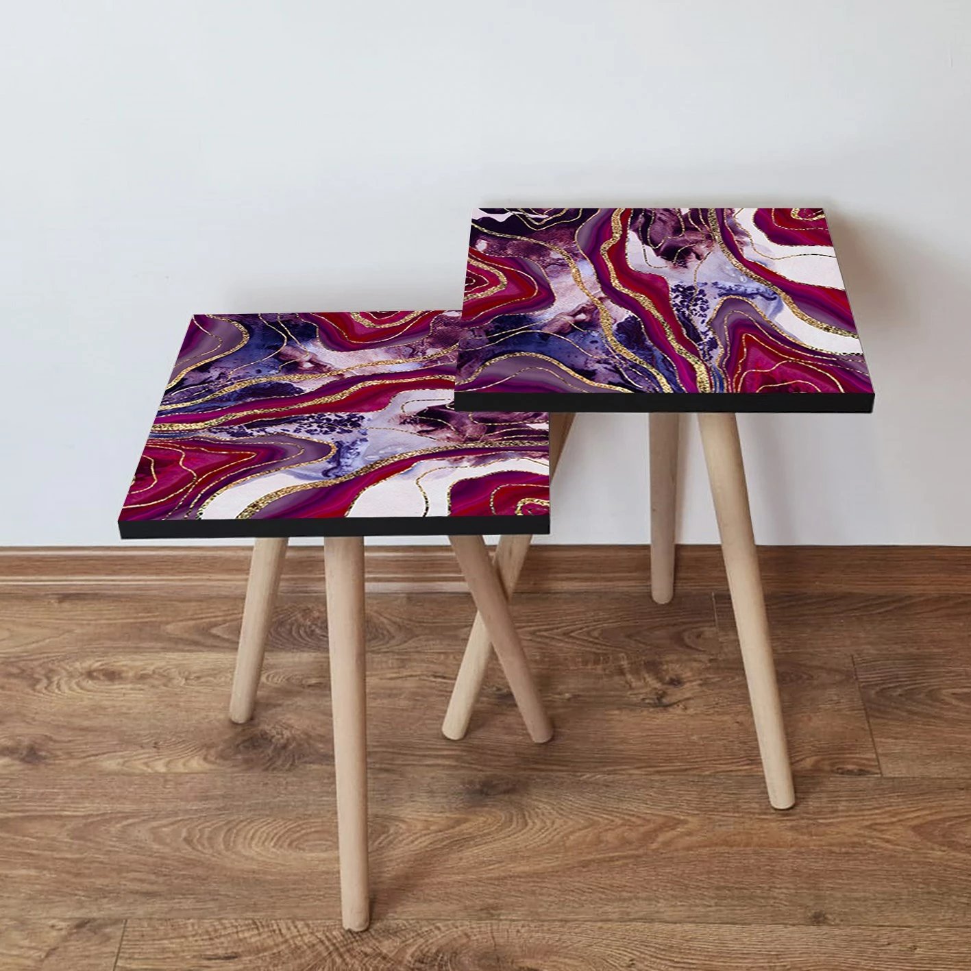 Tavolina ndihmëse të mbivendosura, shumëngjyrëshe, 2 copë, Skye Decor, 2Shp249