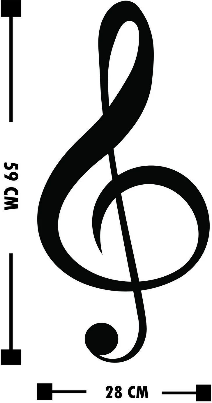 Aksesor dekorativ metalik për mur, nota çelës sol, Wallity