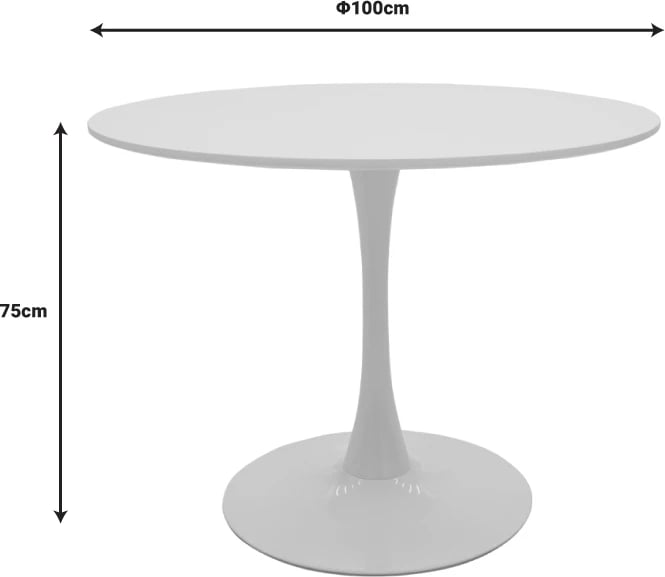 Set tavoline me karrige Julita-Balou, ngjyrë e bardhë, D100x75cm