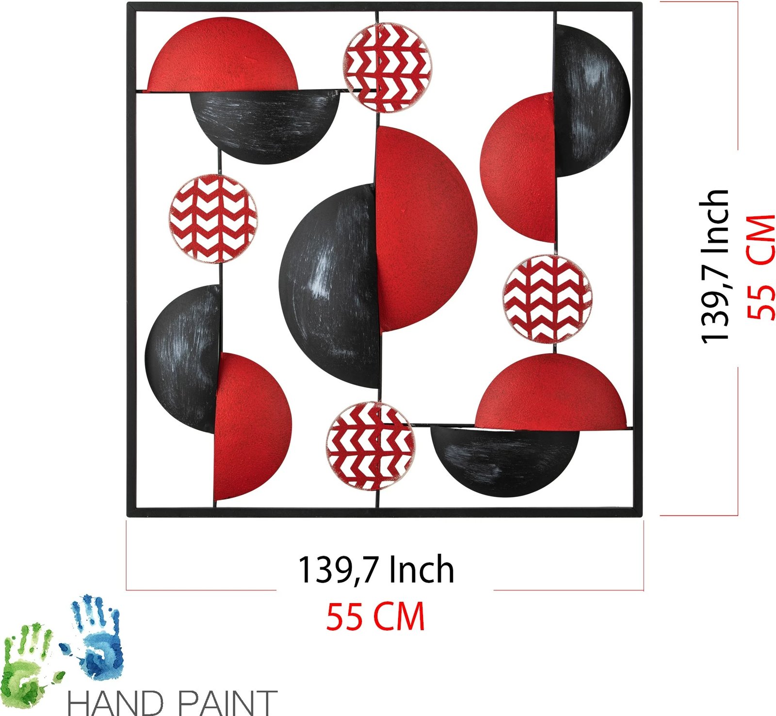 Aksesor dekorativ metalik për mur Wallity, Aurora - shumëngjyrësh, 55x5x55cm