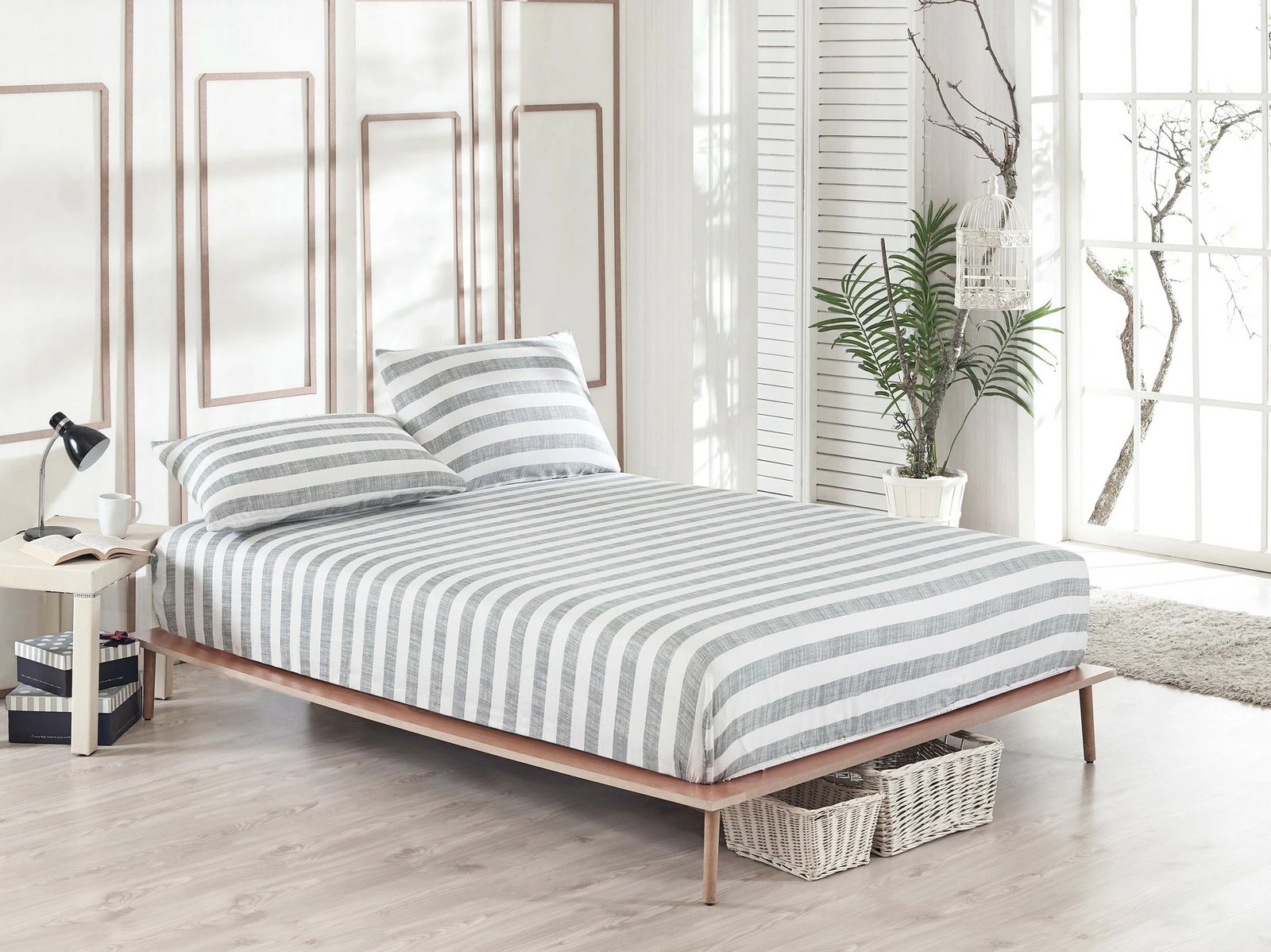 Set çarçafësh për një person, ngjyrë gri, L'essentiel, Hook