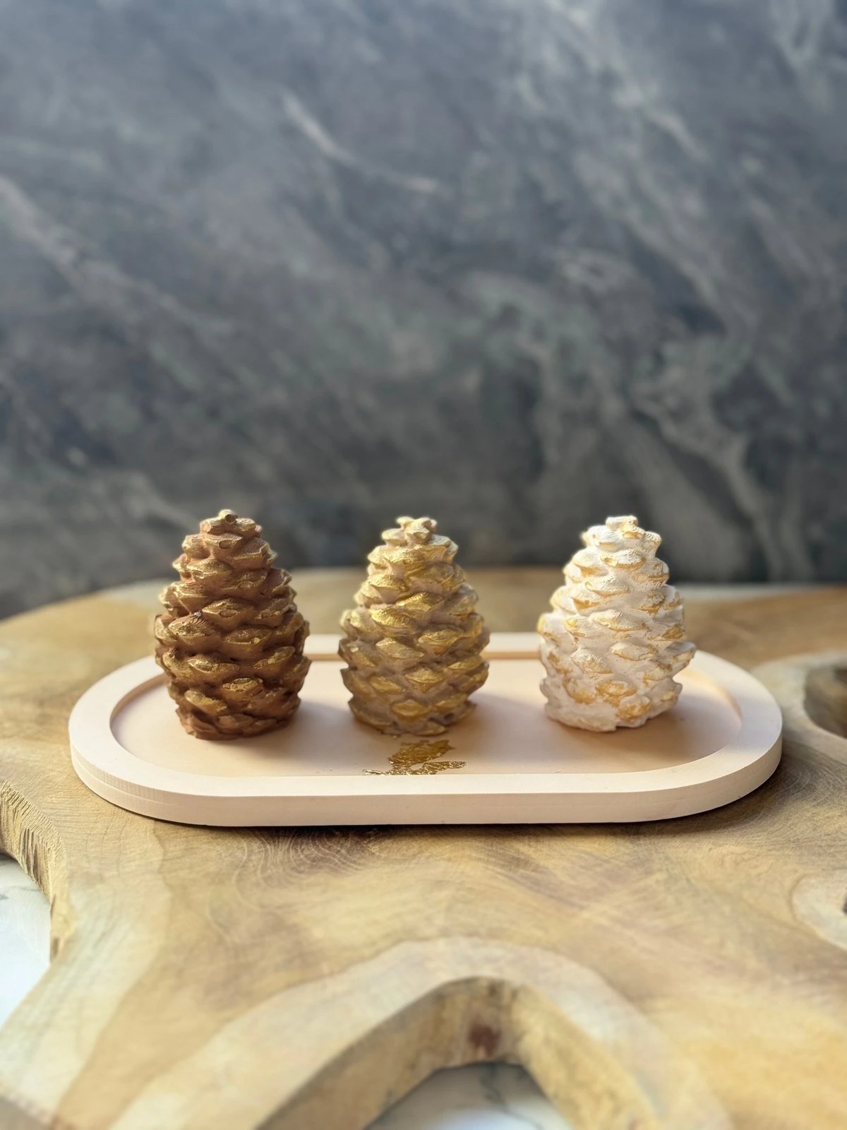 Set dekorativ prej betoni, 4 pjesë, Evila Originals, për Krishtlindje