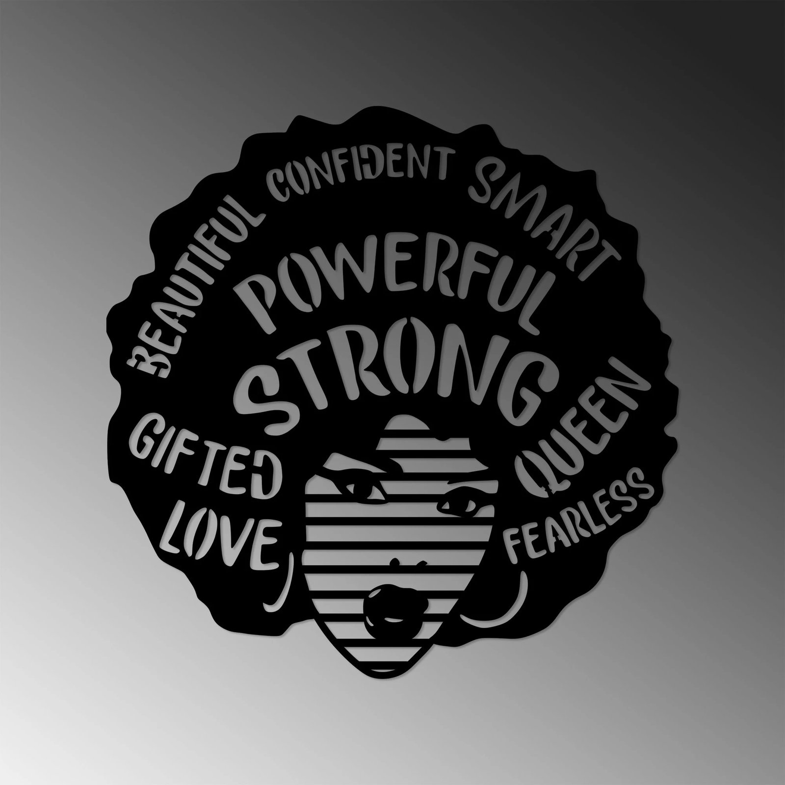 Aksesor dekorativ metalik për mur, Wallity, Powerful Strong, 70x70cm