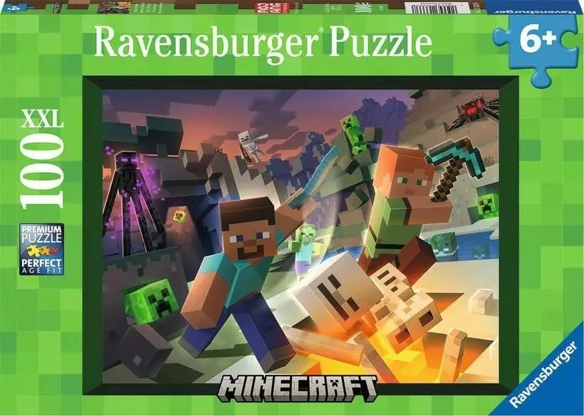 Puzzle Ravensburger Minecraft 100 pjesë XXL për fëmijë