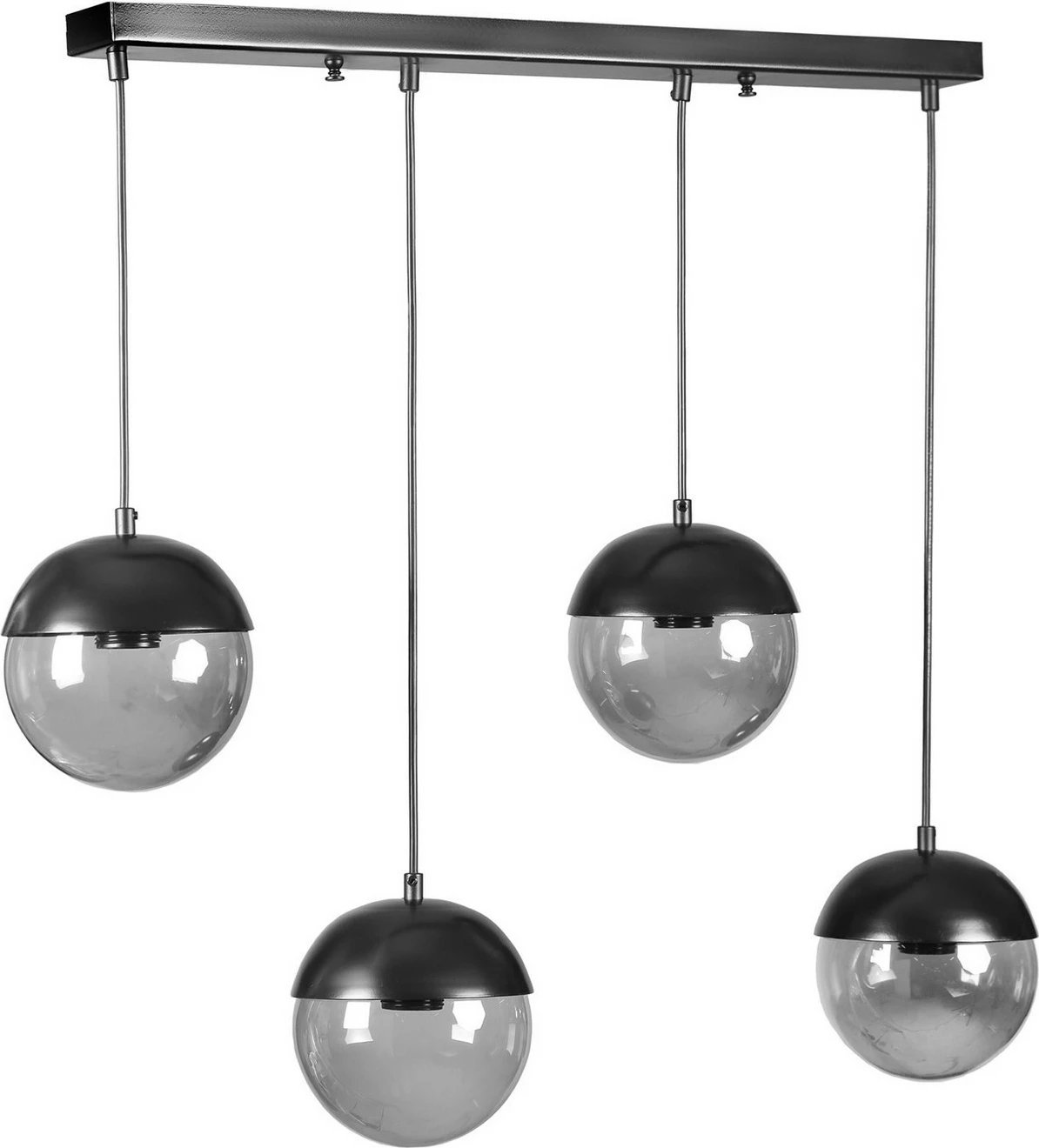 Llambë tavani Opviq, 4 sfera, ngjyrë gri e errët, xham, varëse