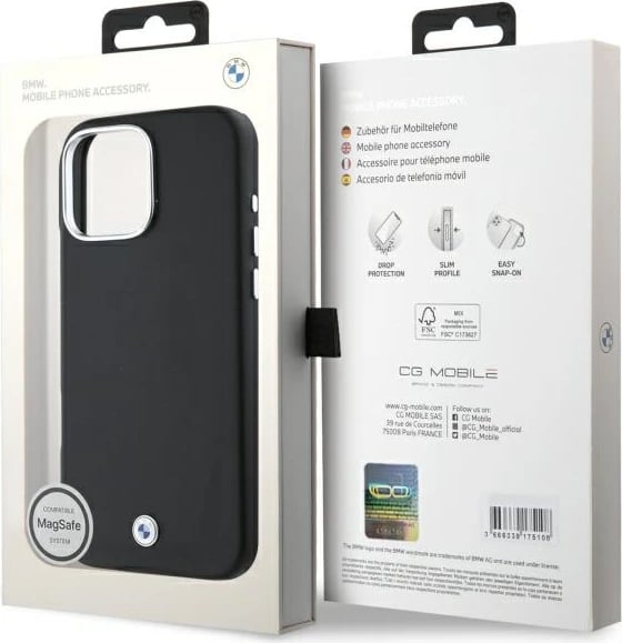Mbështjellës BMW Sign Full Wrapped Metal MagSafe për iPhone 16 Pro Max, Zi