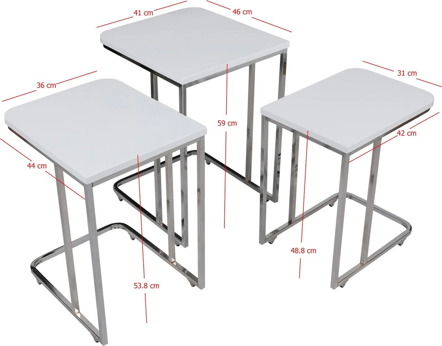 Set tavolinash të vendosshme, ngjyrë e bardhë, Hanah Home, Ce Metal Zigon, 3 copë, 9406