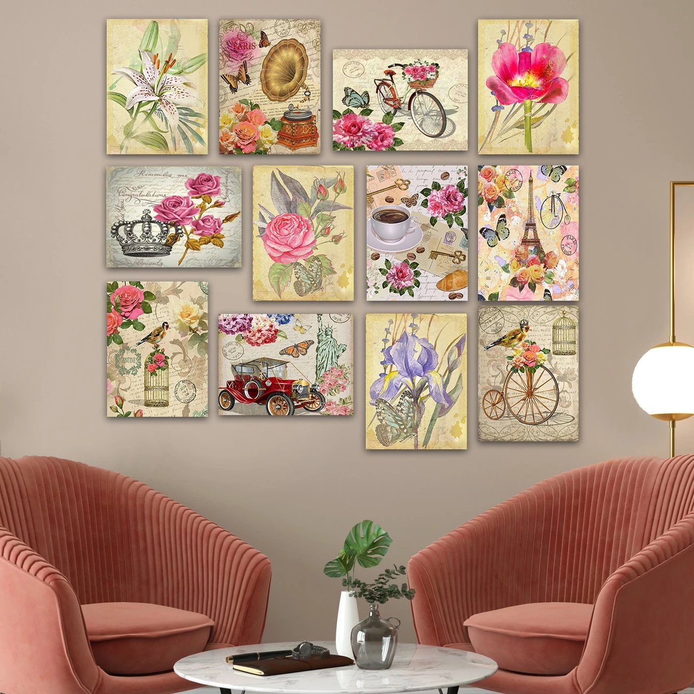 Piktura dekorative MDF (12 copë), Wallity, 12MDF31YS