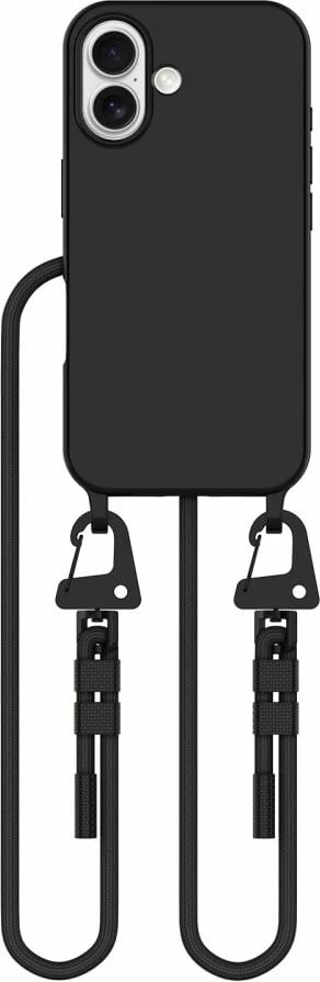 Mbështjellës Tech-Protect Magnecklace për iPhone 16, MagSafe, i zi me litar