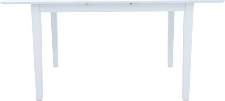Tavolinë e zgjatshme Mabor, dru kauçuku, ngjyrë e bardhë, 120-150x80x73.8cm