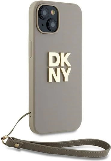 Mbështjellës DKNY Wrist Strap Stock Logo për iPhone 15/14/13, bezhë