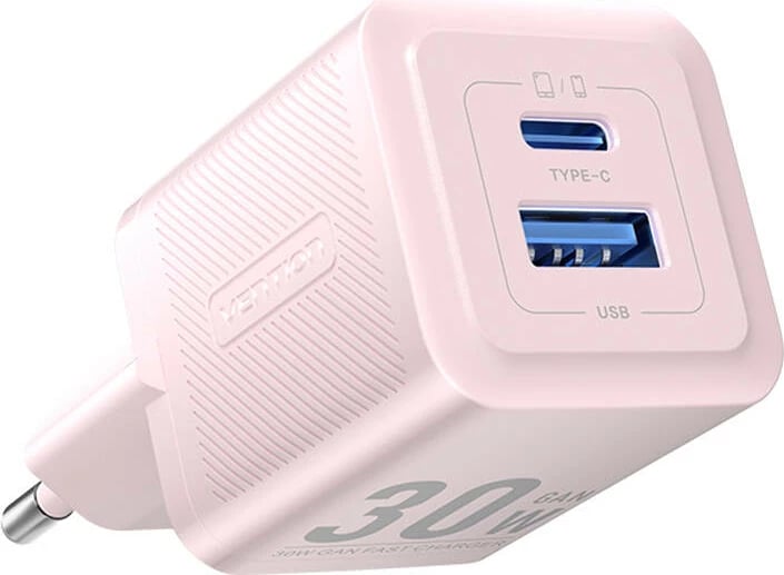 Karikues muri Vention FEQP0-EU, 30W, USB-C + USB-A, GaN, rozë