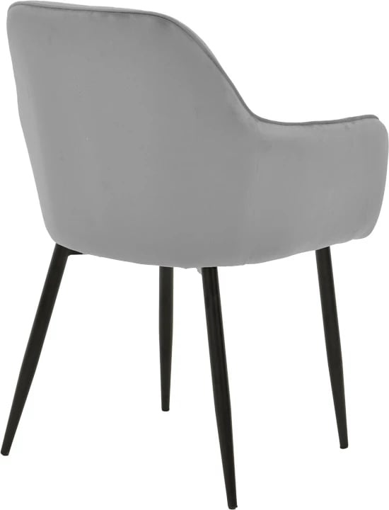 Karrige dore Noor, kadife gri, këmbë metalike të zeza, set prej 2 copash, 58x58x86cm