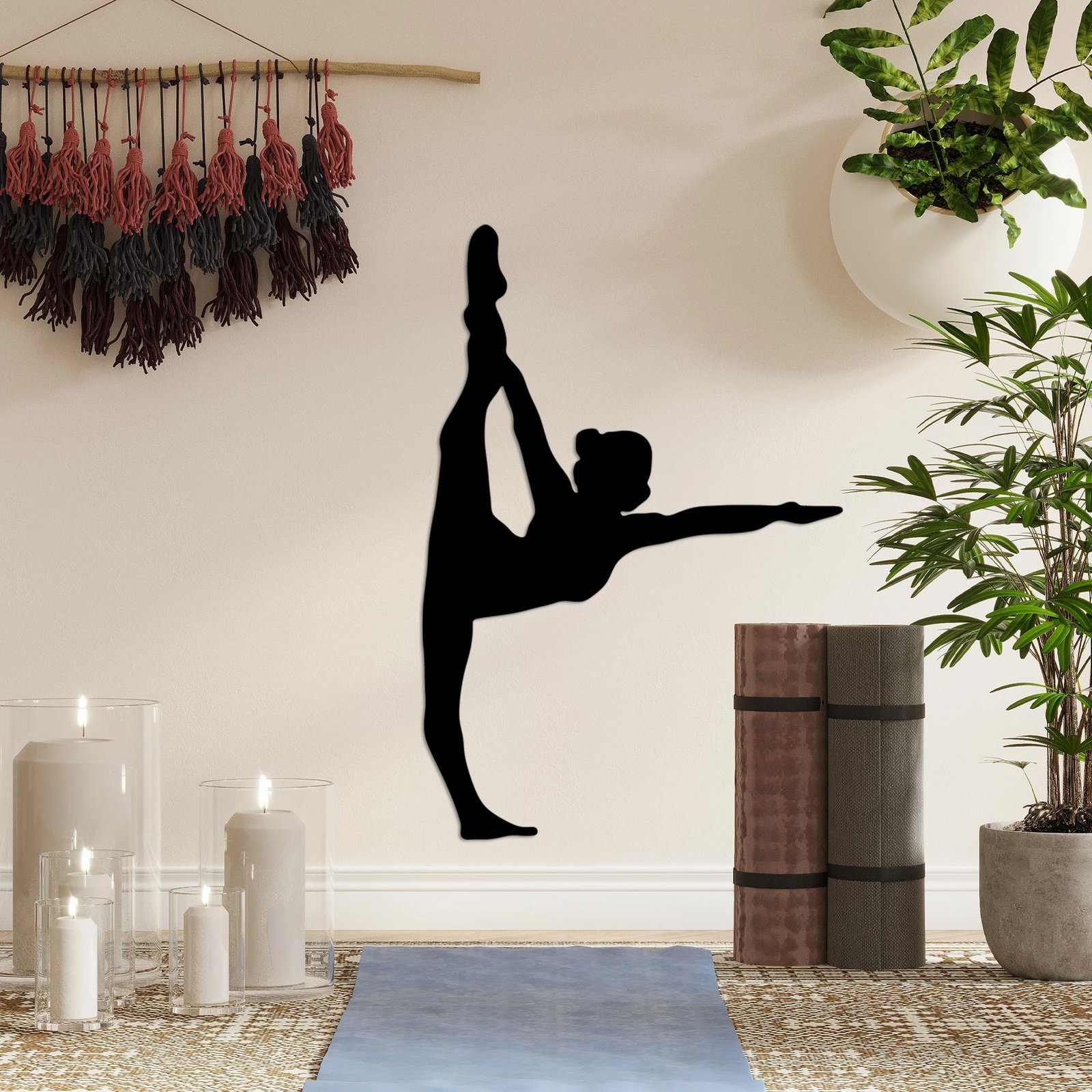 Aksesor dekorativ metalik për mur, Yoga 25, Wallity, ngjyrë e zezë, 41x60cm