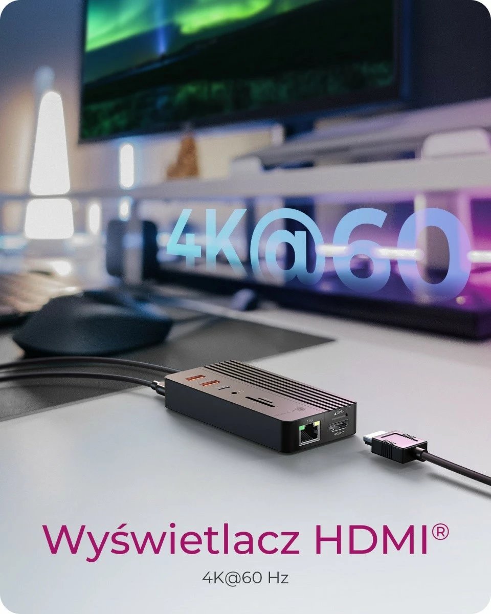Docking station IcyBox IB-DK4072M-CU31 me kasë NVMe SSD, 10 porte, e zezë