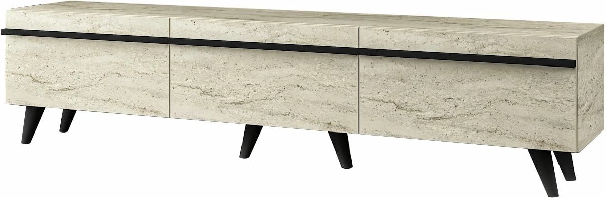 Komodë TV Skye Decor, stil Amsterdam, travertin, e zezë