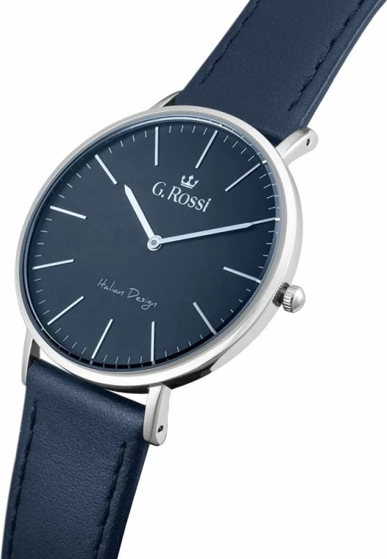 Orë dore meshkuj G.Rossi 11014A7-6F1, blu e argjendtë, me kuti