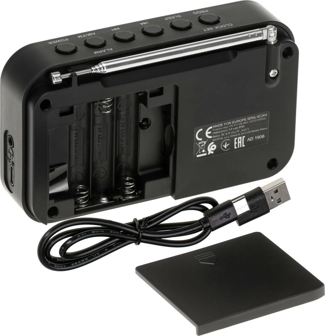 Radio digjitale Adler AD1906, PLL AM/FM, e zezë