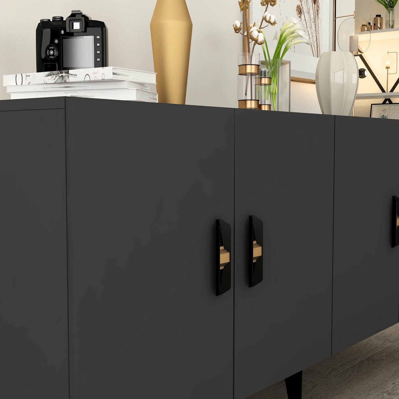 Konsol Skye Decor, ngjyrë antracit, Plus