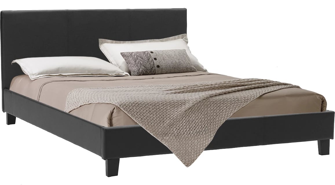 Shtrat dopio Nevil PU ngjyrë e zezë matte 150x200