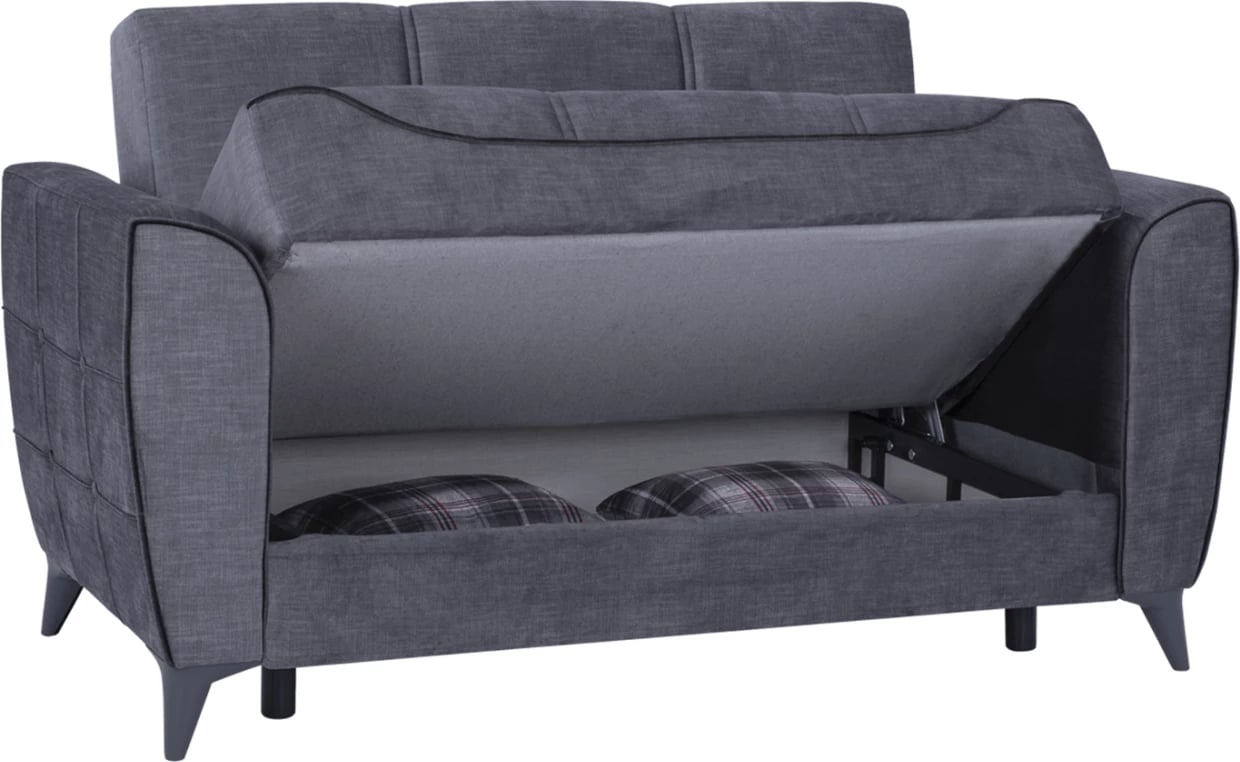 Divan dy ulësesh Juana FH3166.20, ngjyrë gri me detaje gri të errët, 156x80x88 cm