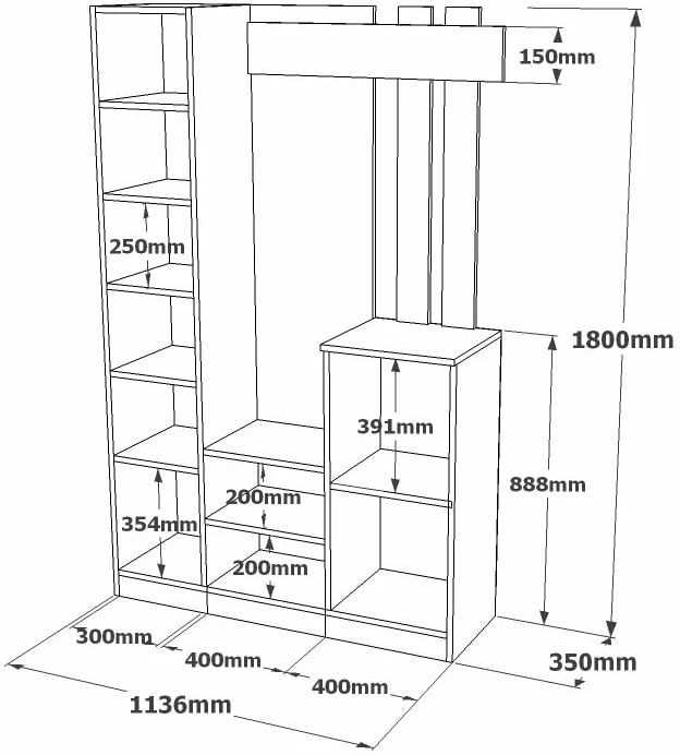 Stendë korridori Hanah Home, Dd7-Aa, ngjyrë pishë Atlantike dhe antracit