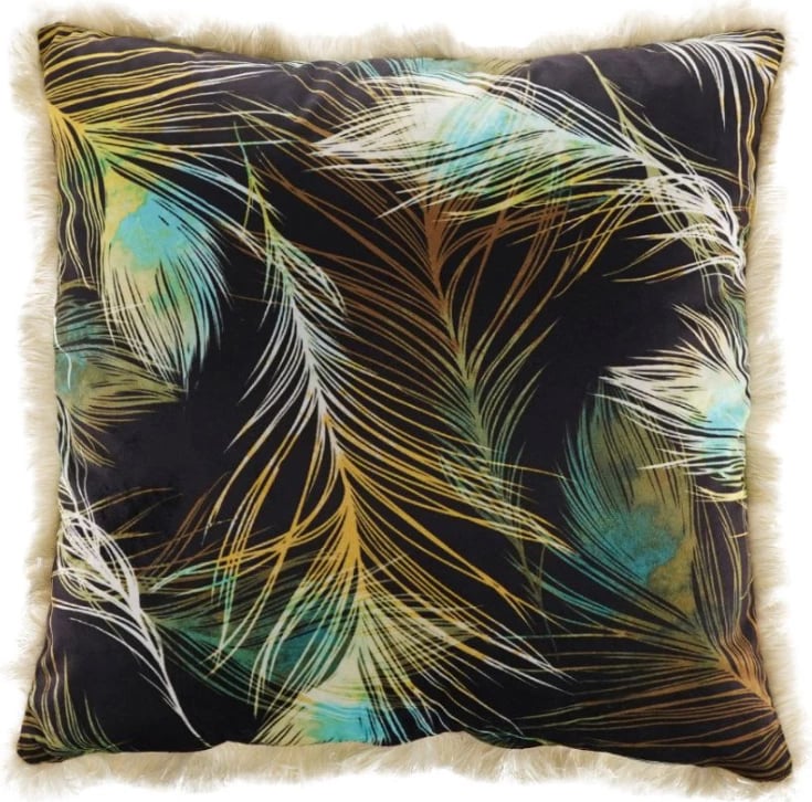 Jastëk dekorativ Feathers, kadife, shumëngjyrësh, 45x45cm