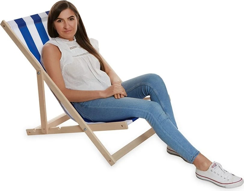 shezlong kopshti dhe plazhi palosës, Baby Mix, dru ahu, 3 pozicione, 44 cm gjerësi, pëlhurë e papërshkueshme nga uji, e kuqe e bardhë