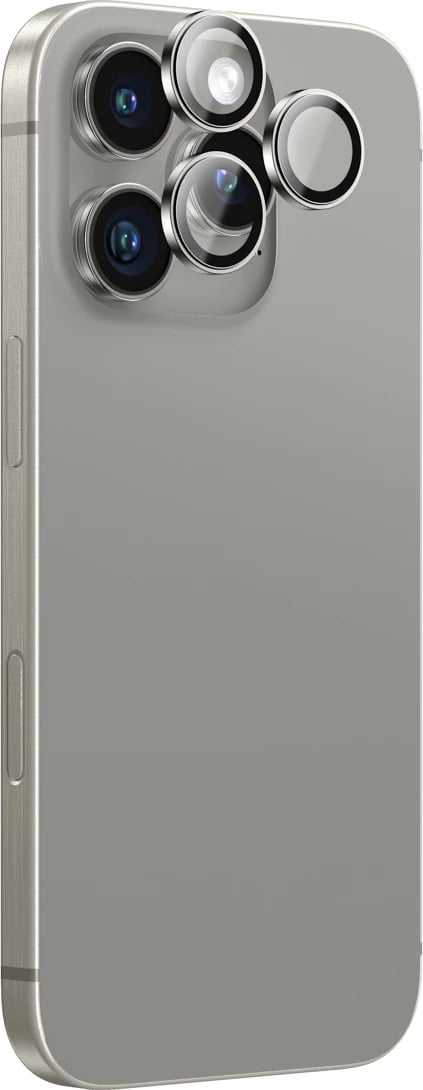 Mbështjellës kamerash AmazingThing AR Aluminum 3 Lens Glass me kornizë për iPhone 16 Pro / 16 Pro Max, Gri