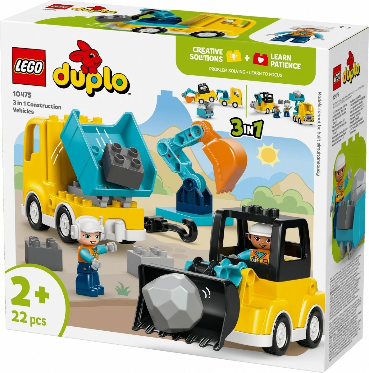 Set blloqe LEGO DUPLO 10475 Construction Machines 3 në 1, 22 pjesë, 2+ vjeç, i vogël