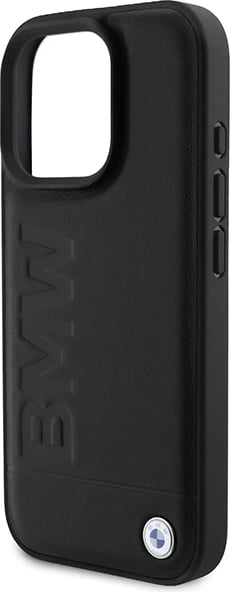 Mbështjellës BMW Leather Hot Stamp për iPhone 16 Pro Max, i zi