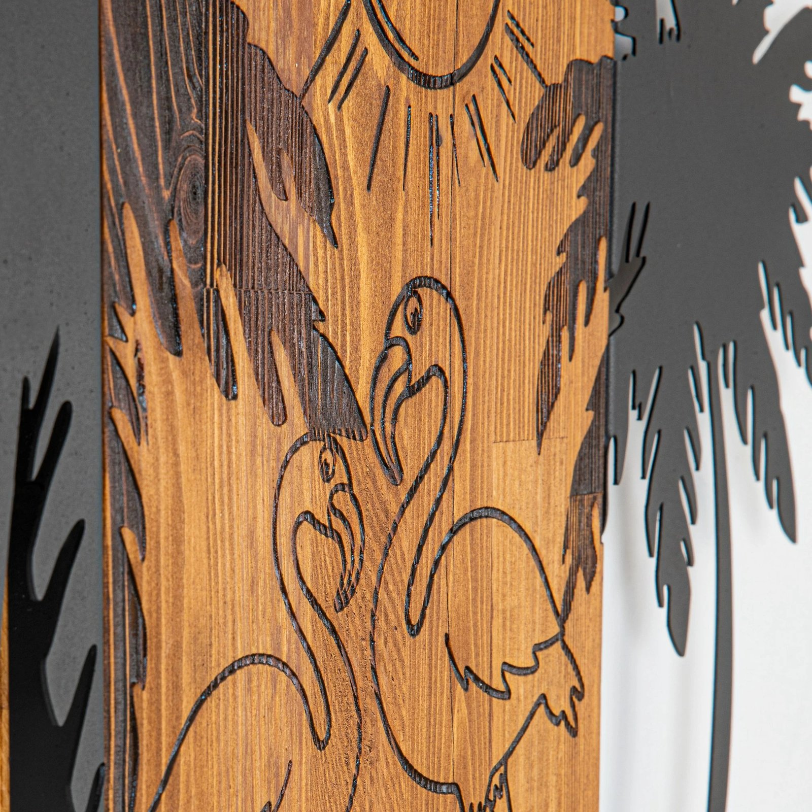 Aksesor dekorativ për mur, dru dhe metal, tulipan, Wallity