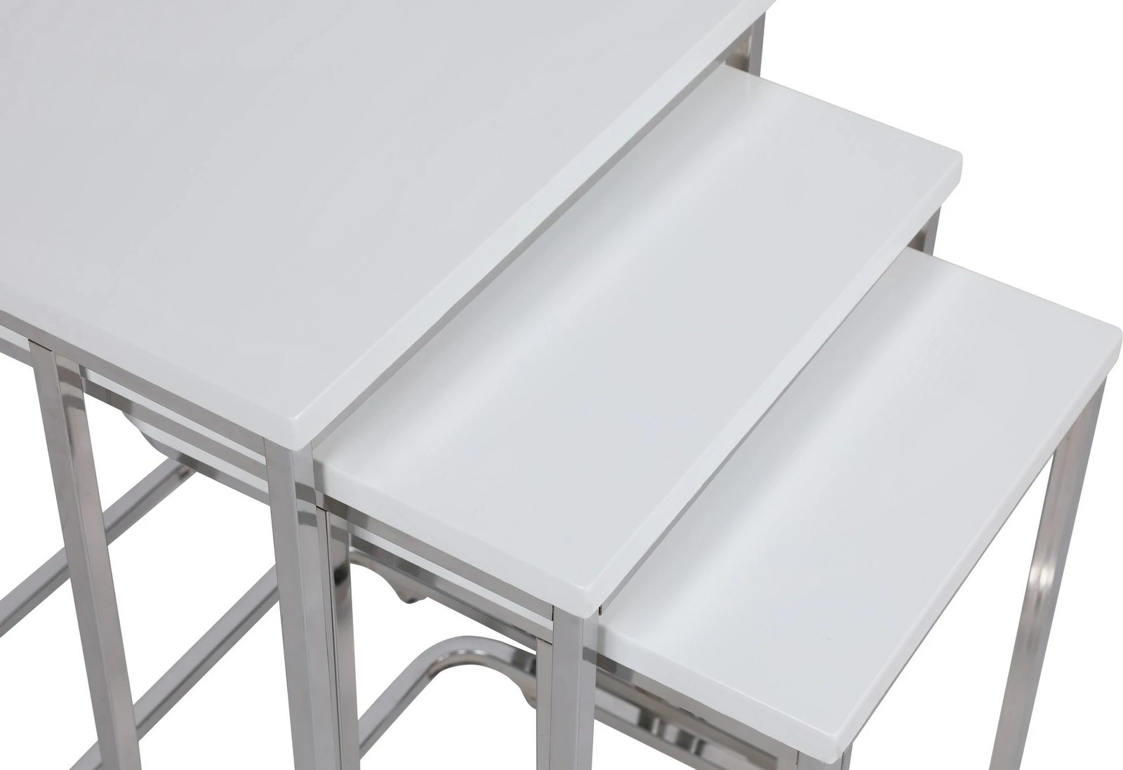 Set tavolinash të vendosshme, ngjyrë e bardhë, Hanah Home, Ce Metal Zigon, 3 copë, 9406