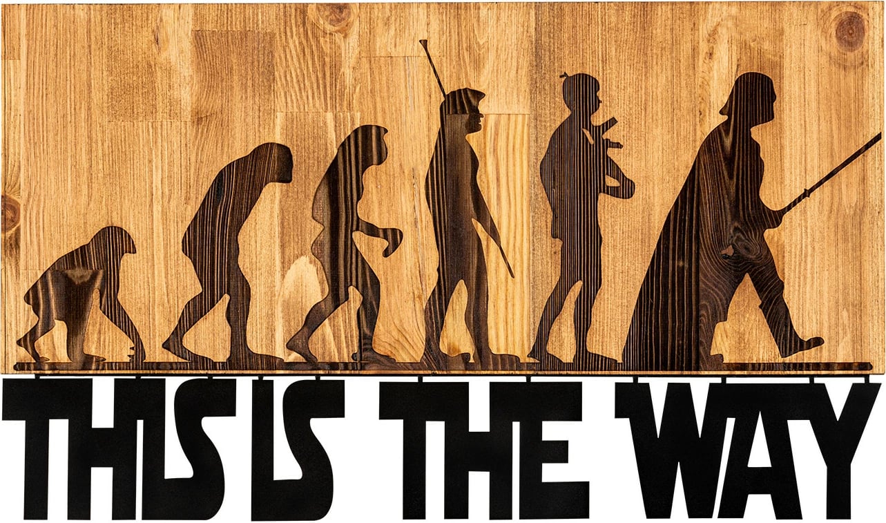 Aksesor dekorativ prej druri për mur, Wallity Evrim, ngjyrë e zezë dhe arre, 58x37cm