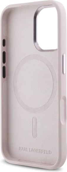 Mbështjellës Karl Lagerfeld Silicone Shadow Metal Initial MagSafe për iPhone 16, Rozë