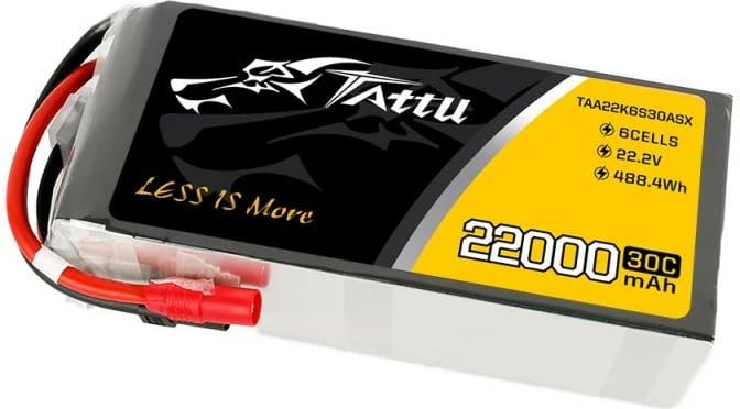 Bateri LiPo Tattu 22000mAh 22.2V 30C 6S1P me AS150+XT150