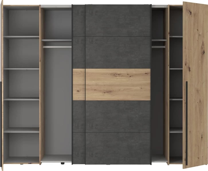 Dollap me 4 dyer Verzo, ngjyrë lisi-antracit, 270.5x61.5x210.5cm