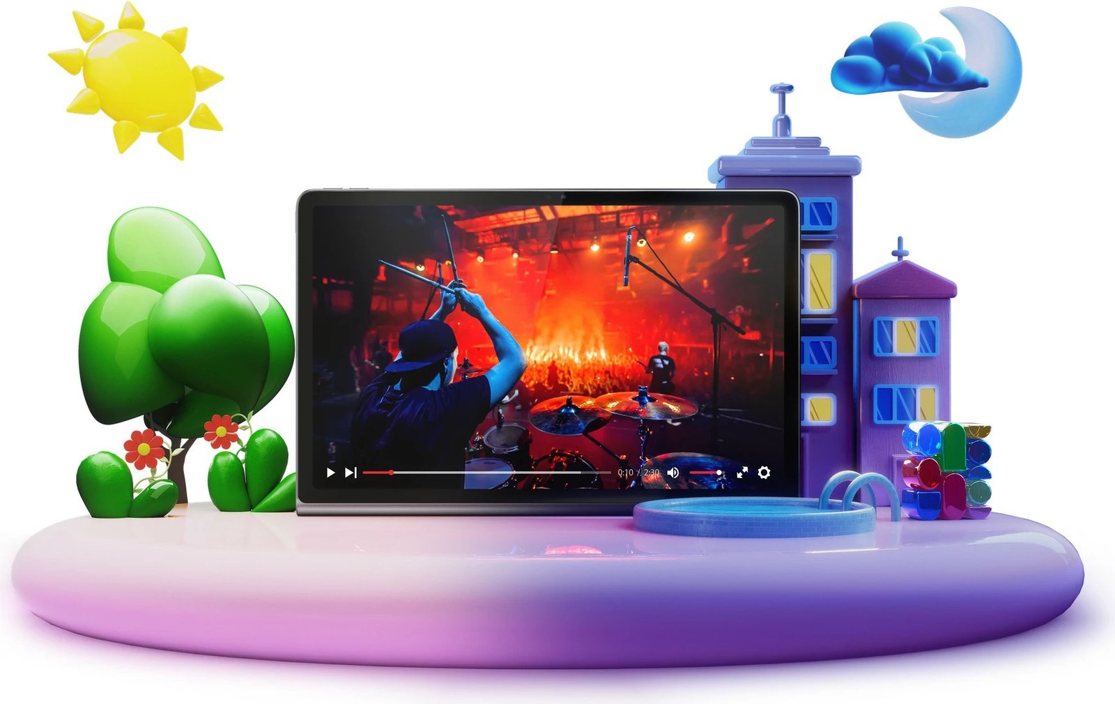 Tablet Lenovo Tab Plus 8GB 128GB luna grey me mbështjellës Tablet Lenovo Tab Plus 8GB 128GB luna grey me mbështjellës