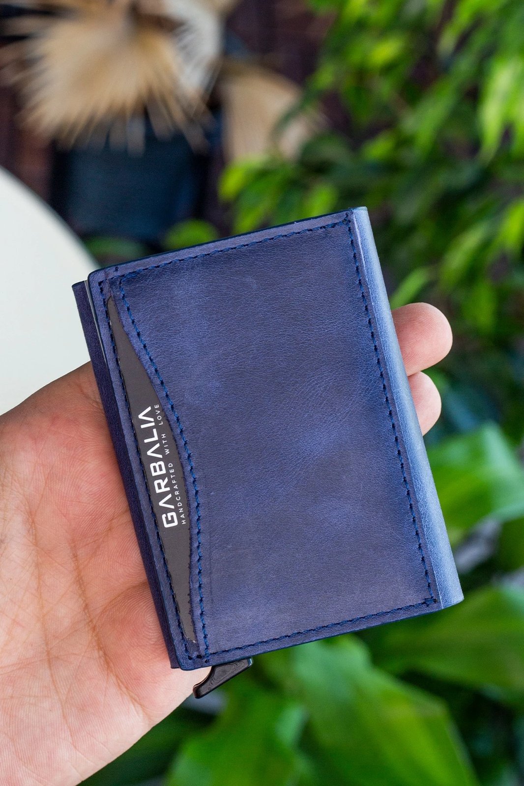 Mbajtës kartelash, lëkurë origjinale, ngjyrë blu e errët, Zoozie Bags