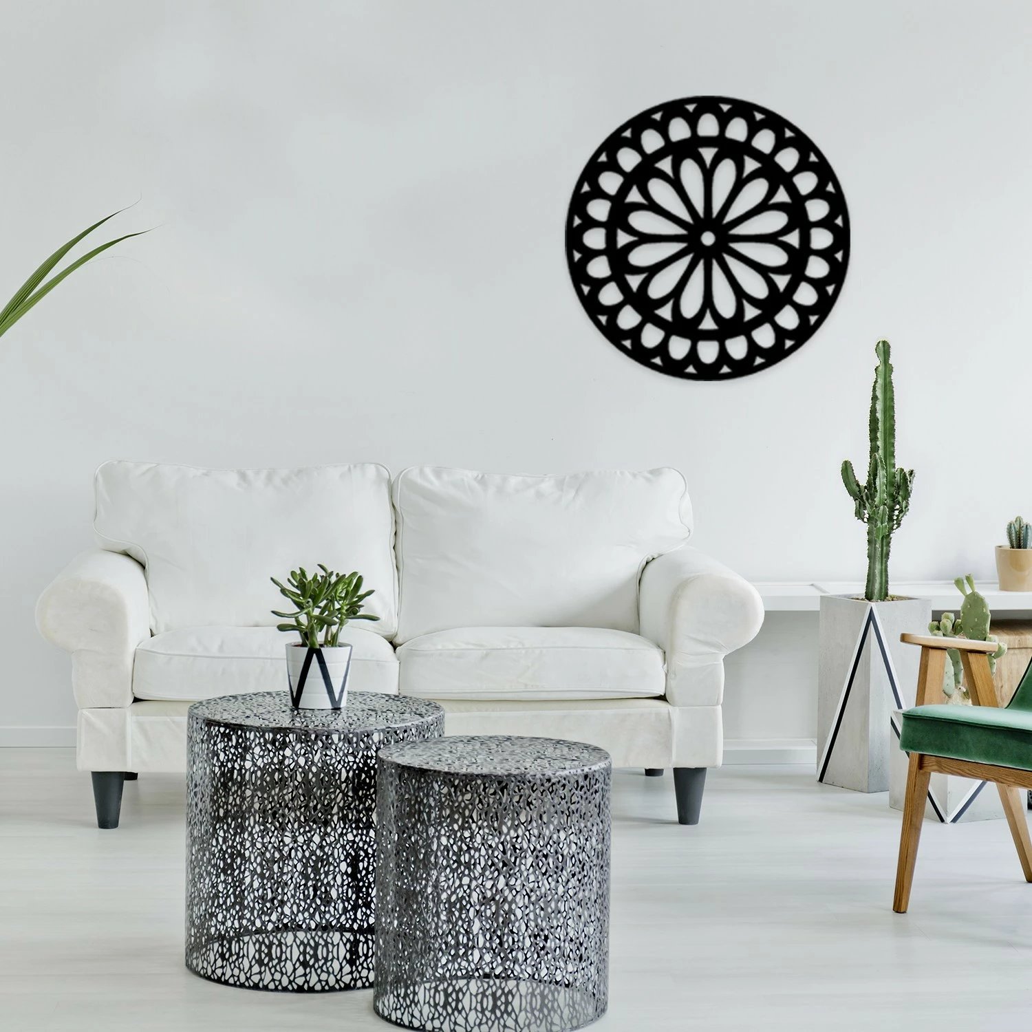 Aksesor dekorativ metalik për mur, Wallity, Damla, ngjyrë e zezë, 50x50cm