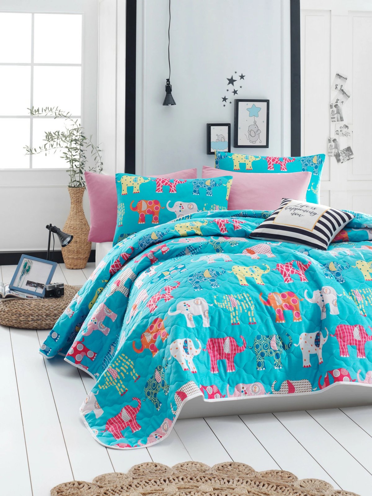 Përparëse e madhe e shtratit, e qepur, Filika, shumëngjyrëshe, L'Essentiel Linge de Maison