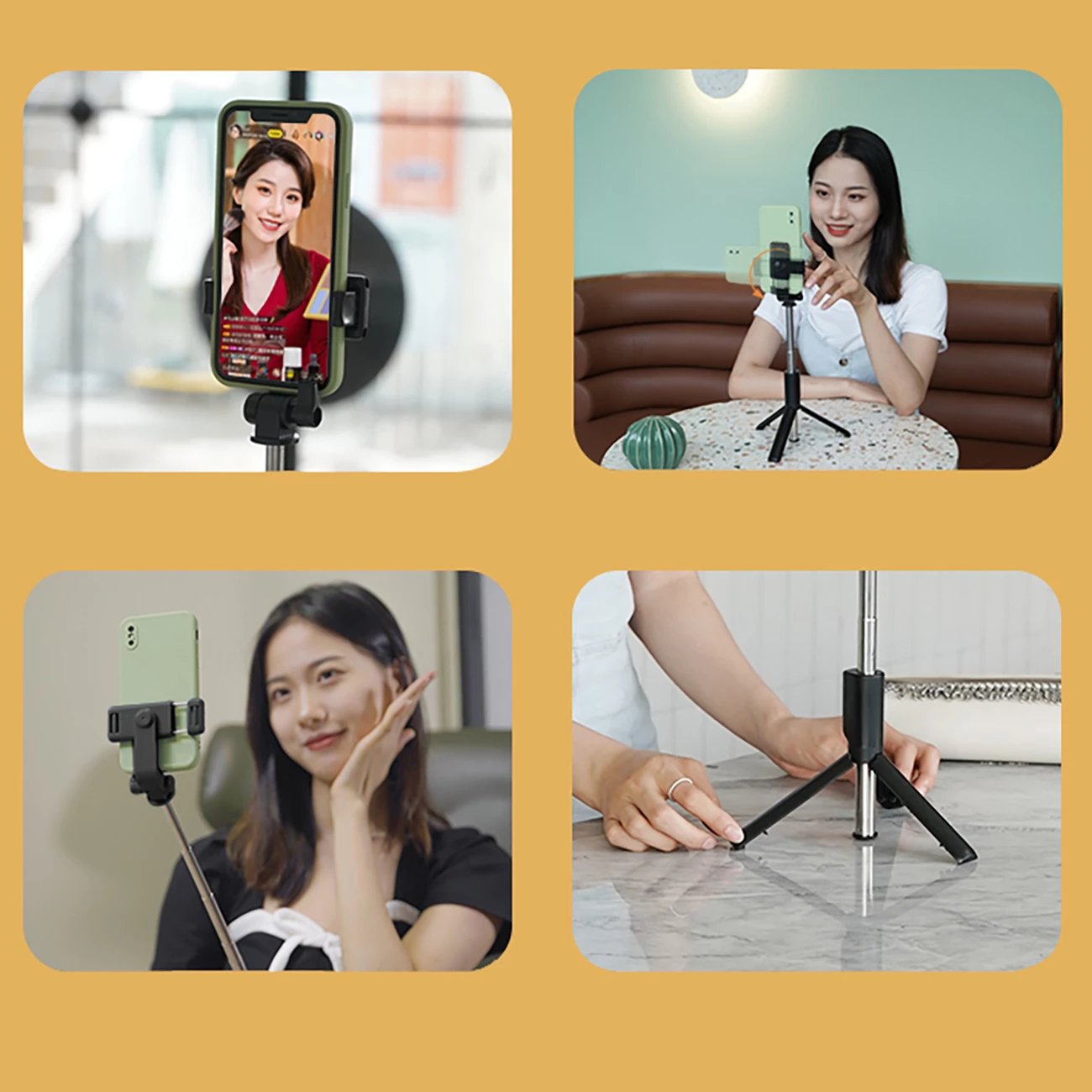 Selfie stick Hurtel WRY1S me tripod, për telefon, 67 cm, e zezë