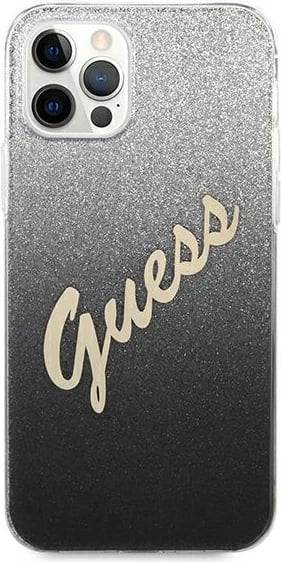Mbështjellës Guess GUHCP12LPCUGLSBK për iPhone 12 Pro Max 6.7", Glitter Gradient, zi