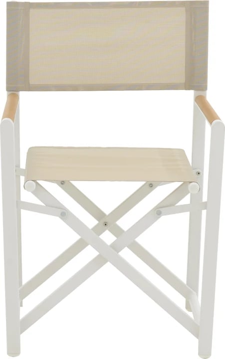 Tavolinë me karrige Mabu-Nares, 7 pjesë, alumin i bardhë dhe dru, 180x90x72.5 cm